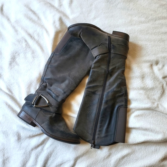 Unr8ed Shoes Unr8ed Barranquilla Riding Style Boot Faux Leather Rustic Brown Womens Size 75